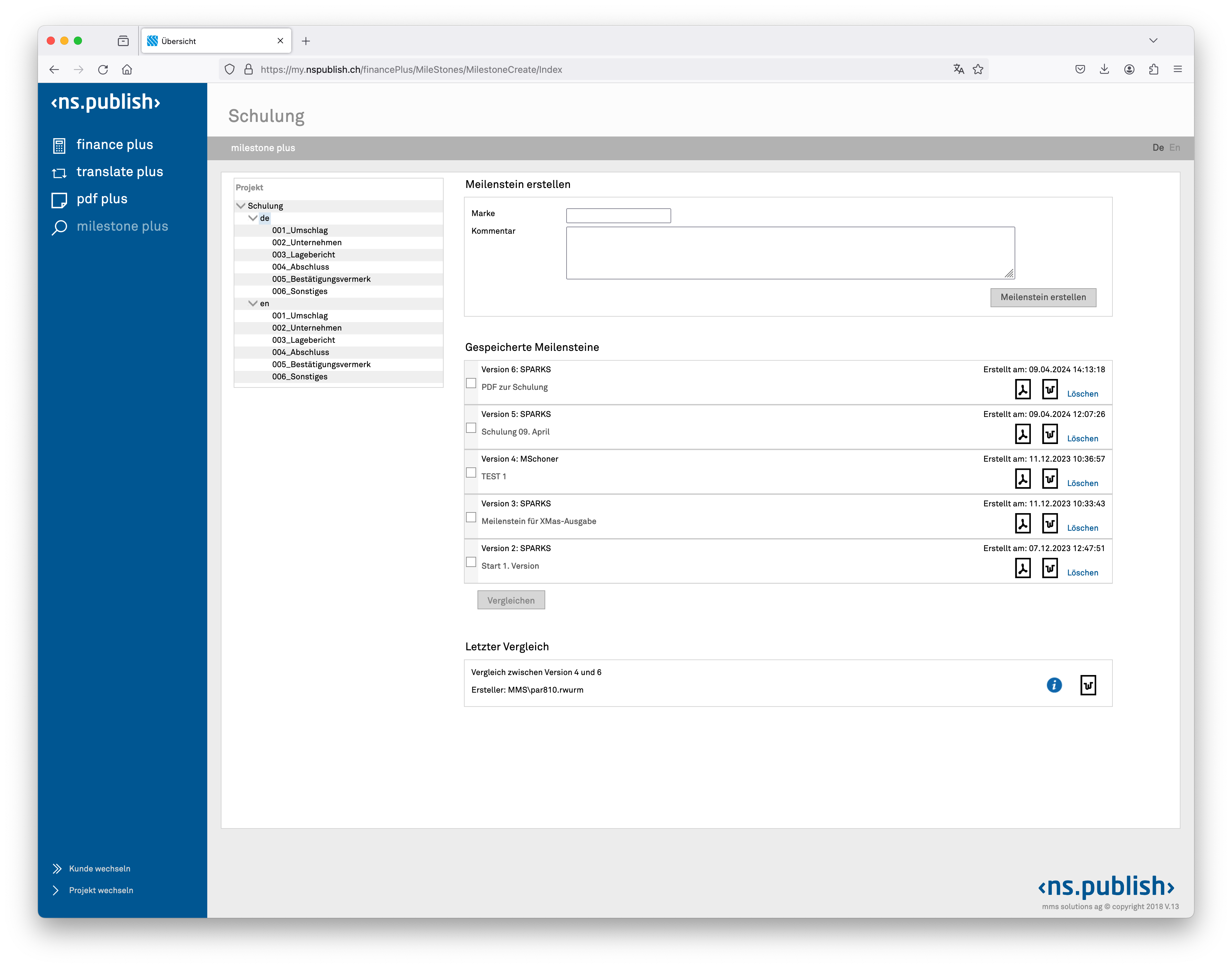 Die Milestone-Funktion